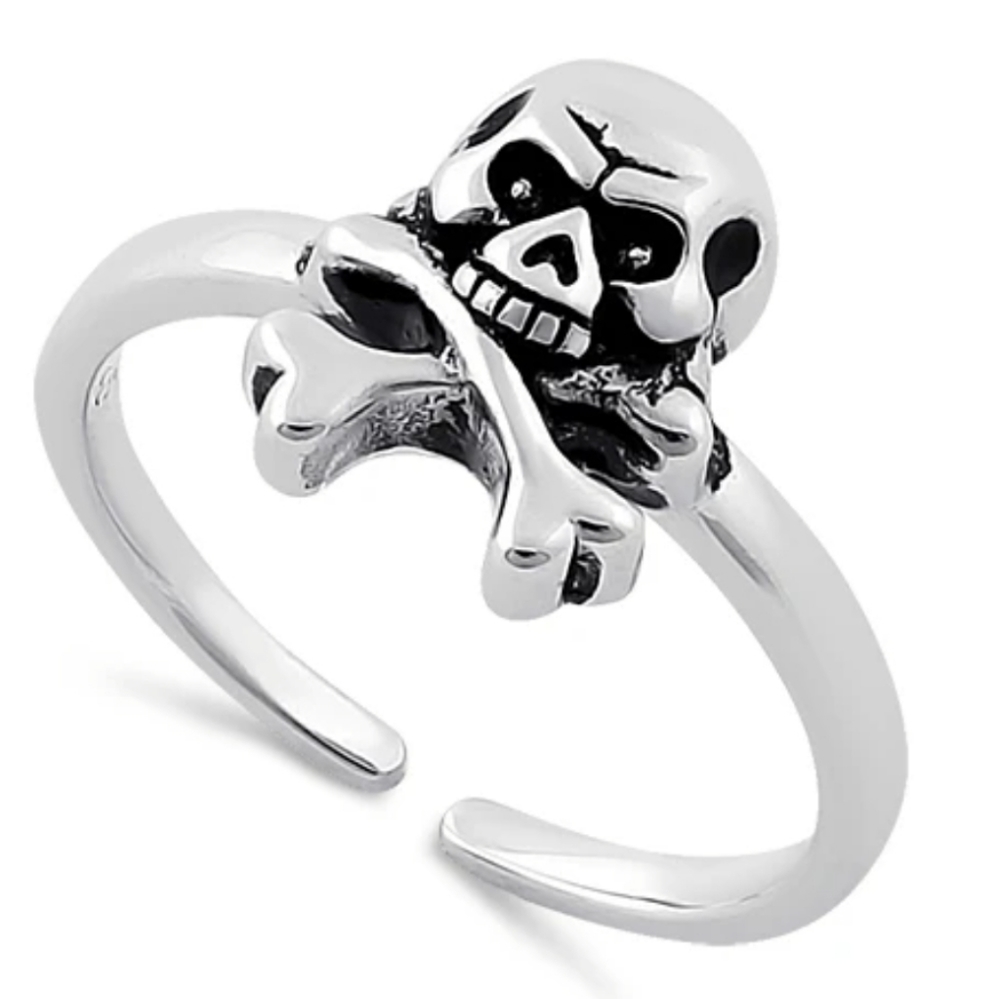 -Sterling Silver Skull Toe Ring - Picture 1 of 7